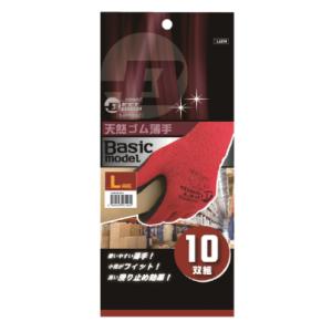 LA304-10P　天然ゴム薄手　10双組　背抜き手袋　ベストグリップ　HANVO　ハンボ