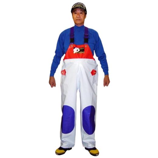 水産用合羽　プリマＵ　胸付ズボン　ズボンのみ　白／赤／ブルー お取り寄せ