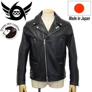 666 LEATHER WEAR LJM-1TFL タイトフィット U.K. サイドベルト シープスキン ライダースジャケット ロング 日本製 BLACK｜threewoodjapan