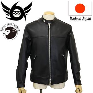 666 LJM-21TF タイトフィット マンダリンカラー センタージップ シープスキン レザージャケット 日本製 BLACK｜THREE WOOD ヤフー店