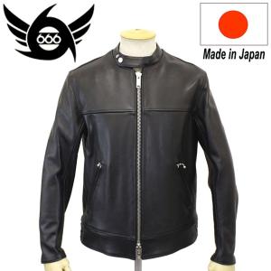 666 LJM-21TF TIGHT FIT MANDARIN COLLAR CENTER ZIP L.JKT (タイトフィット マンダリンカラー センタージップ レザージャケット) 日本製 BLACK｜threewoodjapan