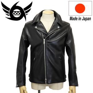 666 LEATHER WEAR LJM-27TF プレーンバックサイドベルト ライダースジャケット 日本製 BLACK｜threewoodjapan