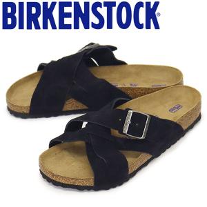 BIRKENSTOCK (ビルケンシュトック) 1020935 Lugano Suede ルガーノ ソフトフットベッド スエードレザーサンダル MIDNIGHT レギュラー幅 BI272｜threewoodjapan