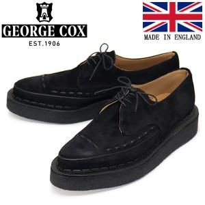 GEORGE COX (ジョージコックス) DIANO 3705 V ラバーソール レザーシューズ 090 BLACK SUEDE｜threewoodjapan