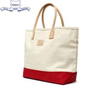 HERITAGE LEATHER CO.(ヘリテージレザー) NO.7717 Tote Bag(トートバッグ) Natural/Red HL030｜threewoodjapan