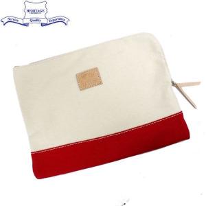 HERITAGE LEATHER CO.(ヘリテージレザー) NO.8008 Clutch Bag(クラッチバッグ) Natural/Red HL038｜threewoodjapan