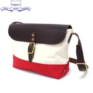 HERITAGE LEATHER CO.(ヘリテージレザー) NO.8036 Mini Shoulder Bag(ミニショルダーバッグ) Natural/Red HL049｜threewoodjapan