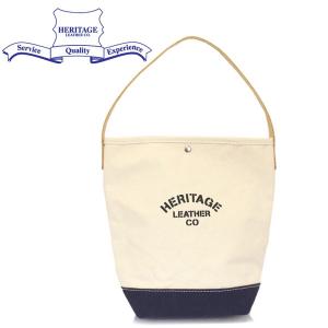 HERITAGE LEATHER CO.(ヘリテージレザー) NO.7935 Bucket Tote バケットトートバッグ Natural/Navy HL226｜threewoodjapan