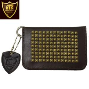 HTC(Hollywood Trading Company) #14 T-2 Pyramid Brass Studs WALLET (ピラミッドシルバースタッズ ウォレット) ダークブラウンレザー｜threewoodjapan