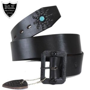 HTC BLACK(ブラック) END ONLY BELT (エンドオンリーベルト) ブラックレザーxターコイズ｜threewoodjapan