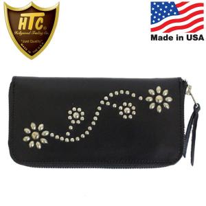 HTC(Hollywood Trading Company) T-1 Zipper Wallet #24 ジッパーロングウォレット ブラックレザーxシルバースタッズ｜threewoodjapan