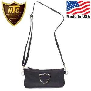 HTC(Hollywood Trading Company) Shoulder Purse #SHIELD ショルダーパース ブラックレザーxシルバースタッズ｜threewoodjapan