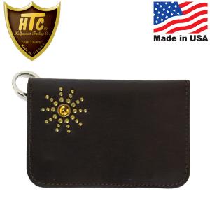 HTC (Hollywood Trading Company) T-2 Wallet #SB2 ミディアムウォレット ダークブラウンレザーxブラススタッズxイエローストーン｜threewoodjapan