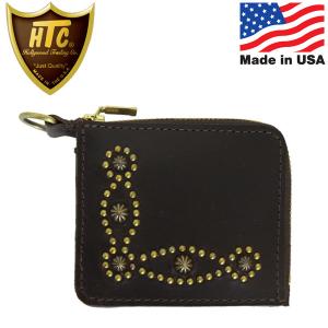 HTC(Hollywood Trading Company) T-5 Wallet #D Umbrella カードケース ダークブラウンレザーxブラススタッズ｜threewoodjapan