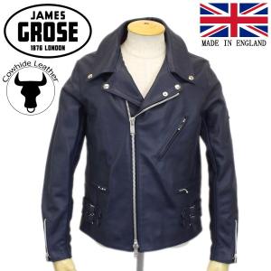 JAMES GROSE (ジェームスグロース) G36-56 MEN'S GEORGIAN COW JKT (メンズ ジョージアン カウハイド レザージャケット) NAVY JG021｜threewoodjapan