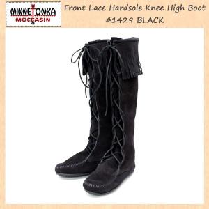sale セール MINNETONKA(ミネトンカ) Front Lace Hardsole Knee High Boot(フロントレースニーハイブーツ)#1429 BLACK MT051｜threewoodjapan