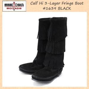sale セール MINNETONKA(ミネトンカ)Calf Hi 3-Layer Fringe Boot(カーフハイ3レイヤーフリンジブーツ)#1639 BLACK レディース MT055｜threewoodjapan