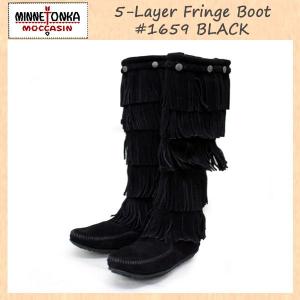 sale セール MINNETONKA(ミネトンカ)5-Layer Fringe Boot(5レイヤーフリンジブーツ)#1659 BLACK レディース MT058｜threewoodjapan
