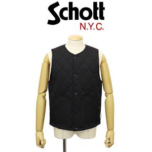 Schott (ショット) 2257001 QUILTING WORK VEST キルティング ワークベスト 10BLACK｜threewoodjapan