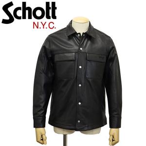 Schott (ショット) 3111045 LAMB LEATHER PATCH POCKET LS SHIRT ラムレザー