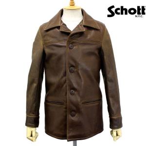 SCHOTT(ショット) 533US LEATHER CAR COAT(レザーカーコート) BROWN｜threewoodjapan