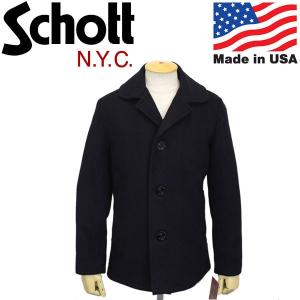 Schott (ショット) 758US SINGLE PEA COAT シングル ピーコート アメリカ製 87-NAVY｜threewoodjapan