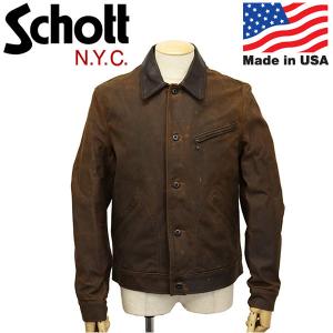 Schott (ショット) 7650 538 MECHANIC JK メカニック レザージャケット 55BROWN｜threewoodjapan