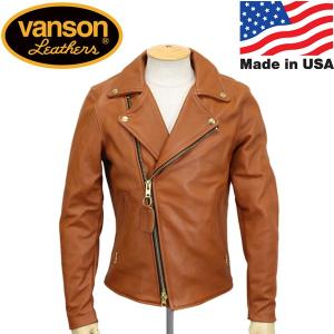 VANSON (バンソン) C2 CUSTOM2 UNISEX(C2カスタム2) ダブルライダース レザージャケット 別注タイトフィット TAN(タン)｜threewoodjapan