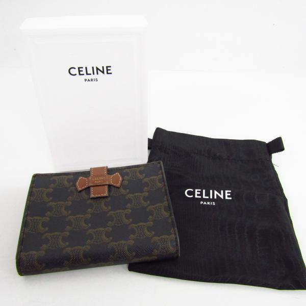 CELINE トリオンフ キャンバス ストラップウォレット 財布 (小銭入れあり) ▼AC26321