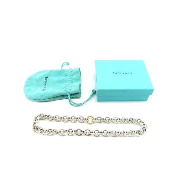 TIFFANY&amp;Co. ティファニー 925 750 サークルチェーン コンビ ネックレス シルバー...