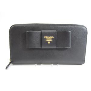 PRADA プラダ リボン ファスナー 1M0506 SAFFIANO NERO 長財布 レディース □UP3488｜thrift-webshop