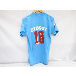 STUSSY ステューシー バックデザインTシャツ トップス Oldstussy 90's USA製 18 水色 ストリート Mサイズ 中古品 ★100431｜thrift2nd