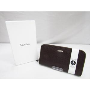 未使用 Calvin Klein カルバンクライン レザージップロングウォレット 長財布 ブラウン ...