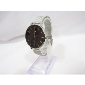 Daniel Wellington ダニエル ウェリントン クラシックペティット クォーツ レディース腕時計 メッシュ シルバーカラー 黒 中古品 ■141084