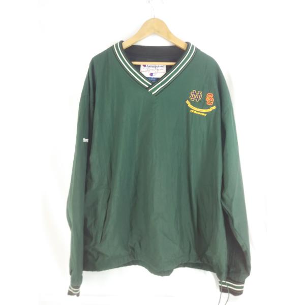 Champion チャンピオン カレッジ刺繍 プルオーバー ナイロンジャケット/XL/ノートルダム大...