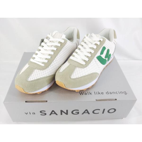 SANGACIO　サンガッチョ　にゅ〜ずMOM　GREEN　スニーカー　靴　24.5cm　ホワイト×...