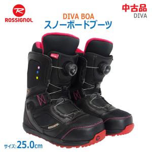 中古 ROSSIGNOL BOA搭載レディース用スノーボードブーツ DIVABOA 25.0cm ブラック・ピンク 初心者・初級者向け｜thrifty