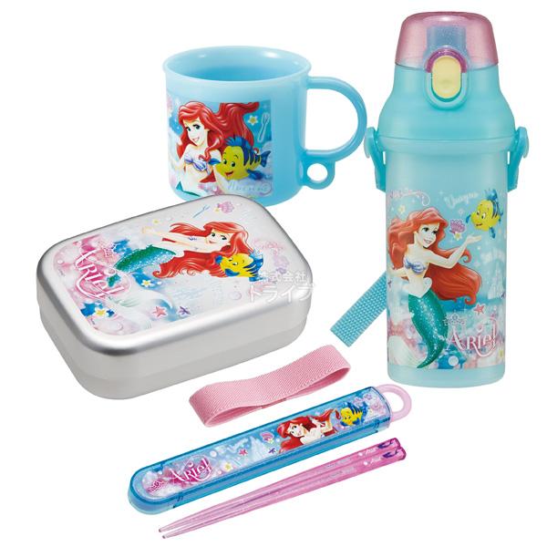 リトルマーメイド アリエル お買得４点セット アルミお弁当箱 370ml 箸＆箸箱 コップ プラ水筒