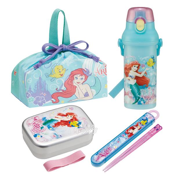 リトルマーメイド アリエル お買得４点セット アルミお弁当箱 370ml 箸＆箸箱 巾着 プラ水筒 ...