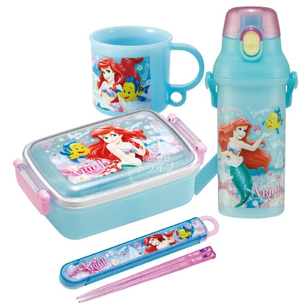 リトルマーメイド アリエル お買得４点セット 抗菌 角型お弁当箱 450ml 箸＆箸箱 コップ プラ...