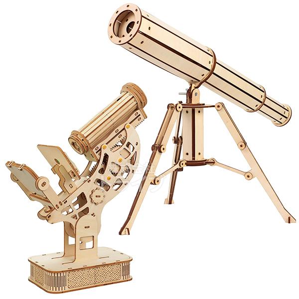 木製クラフトキット ２点セット 天体望遠鏡 ＆ 顕微鏡 工作キット ラッピング不可