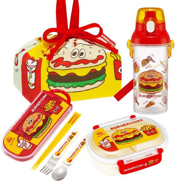 バーガーコンクス お買得４点セット 抗菌 お弁当箱 中子付 360ml トリオ 巾着 クリアプラ水筒