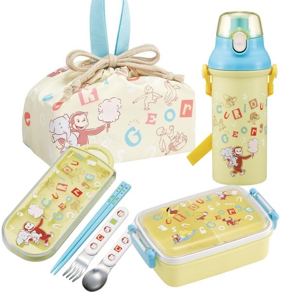 おさるのジョージ アルファベット お買得４点セット 角型お弁当箱 450ml トリオ 巾着 プラ水筒...