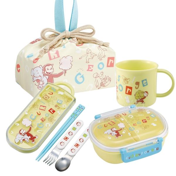 おさるのジョージ アルファベット お買得４点セット お弁当箱 中子付 360ml トリオ コップ 巾...