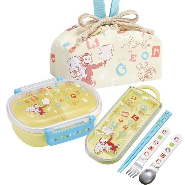 おさるのジョージ アルファベット お弁当箱 中子付 360ml トリオ 巾着セット QAF2BA