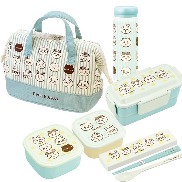 ちいかわ ストライプ お買得５点セット ２段 お弁当箱 600ml コンビ シール容器2P がま口ラ...