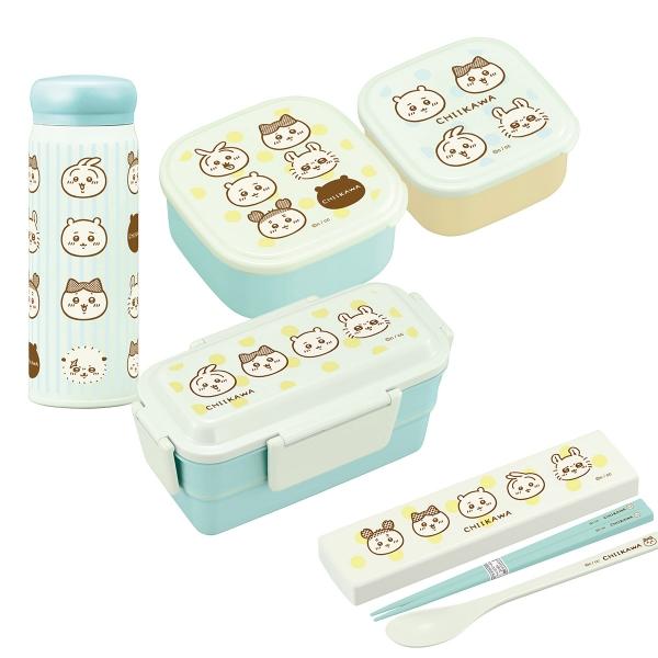 ちいかわ ストライプ お買得４点セット ２段 お弁当箱 600ml コンビシール容器2P 水筒