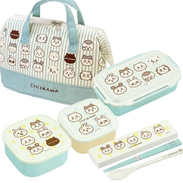 ちいかわ ストライプ お買得４点セット ４点ロックお弁当箱 500ml コンビ シール容器2P がま...
