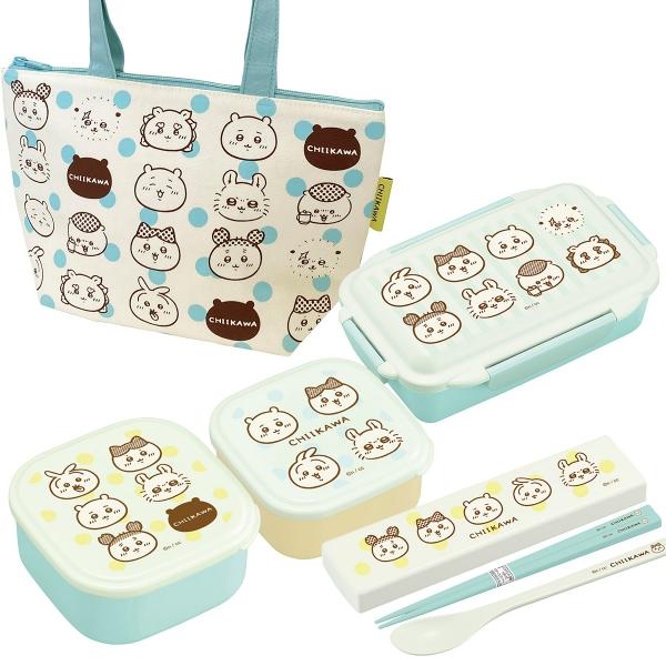 ちいかわ ストライプ お買得４点セット ４点ロックお弁当箱 500ml コンビ シール容器2P ラン...