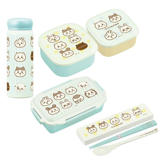 ちいかわ ストライプ お買得４点セット ４点ロックお弁当箱 500ml コンビ シール容器2P 水筒